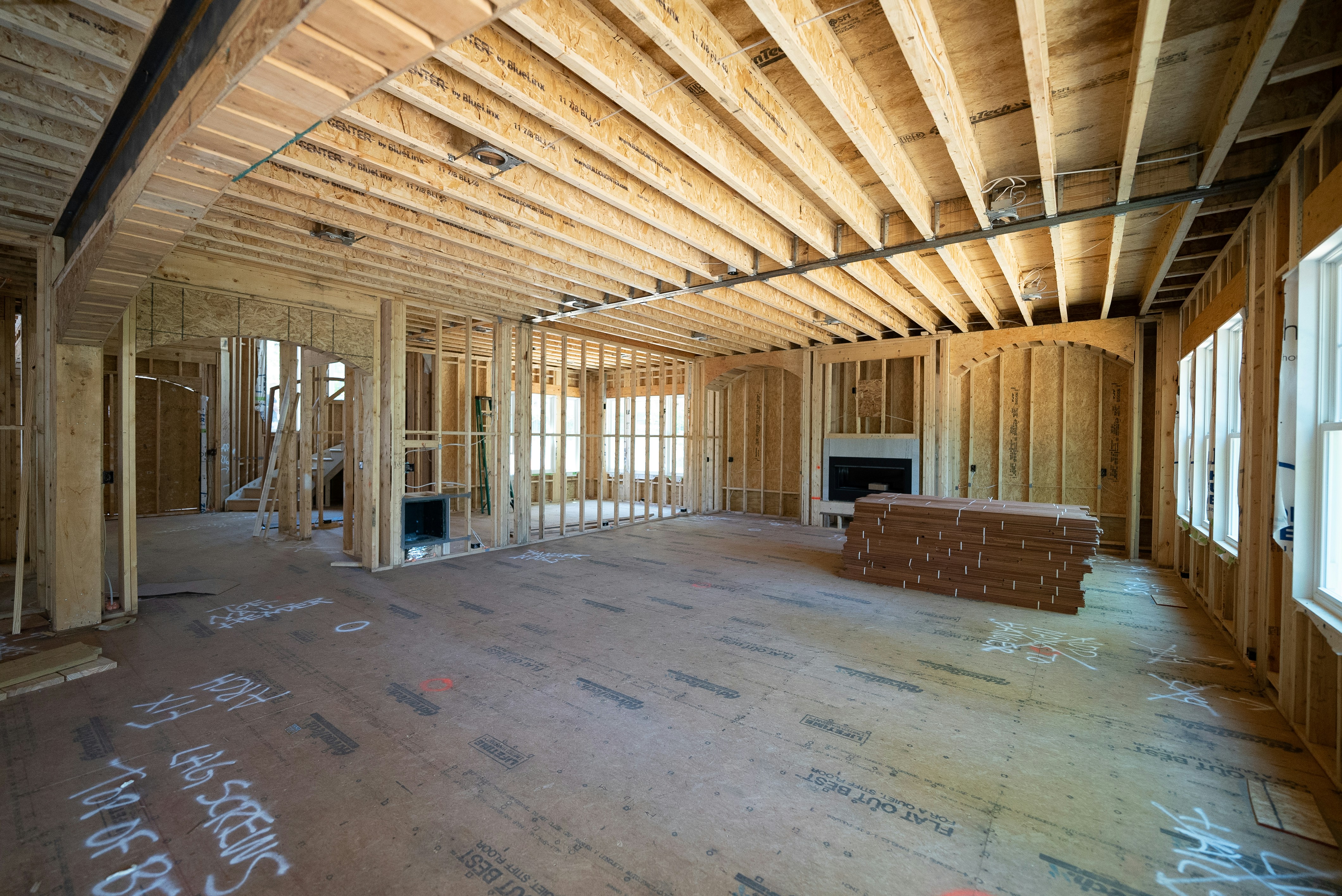 New construction interior wood framing